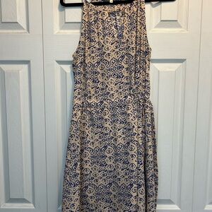 Collective Concepts Navy and Beige Midi Dress